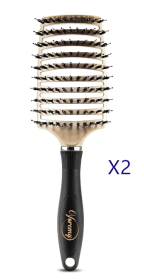 Hairbrush Anti Klit Brushy Haarborstel Women Detangler Hair Brush Bristle Nylon Scalp Massage Teaser Hair Brush Comb (option: A Golden black-2pcs)